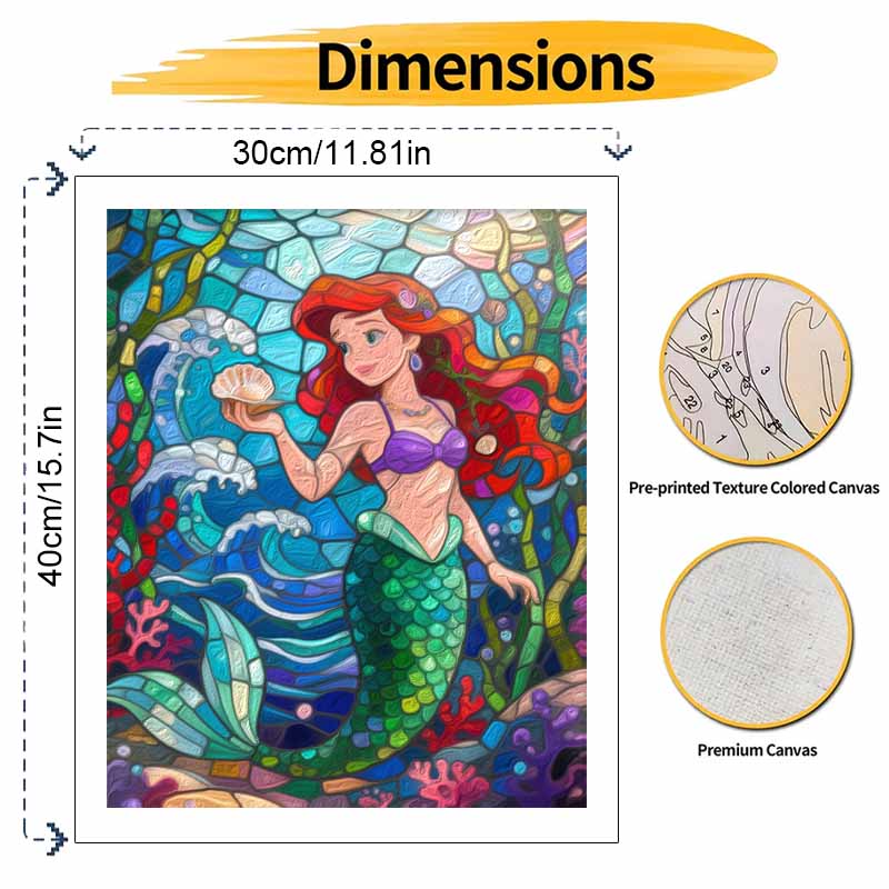 Disney oil painting hand painting coloring painting mermaid handmade diy home decoration gift