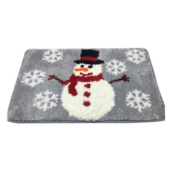Christmas Floor Mat Faux Cashmere Snowman Letter Printing Anti-slip Doormat Water Absorbent