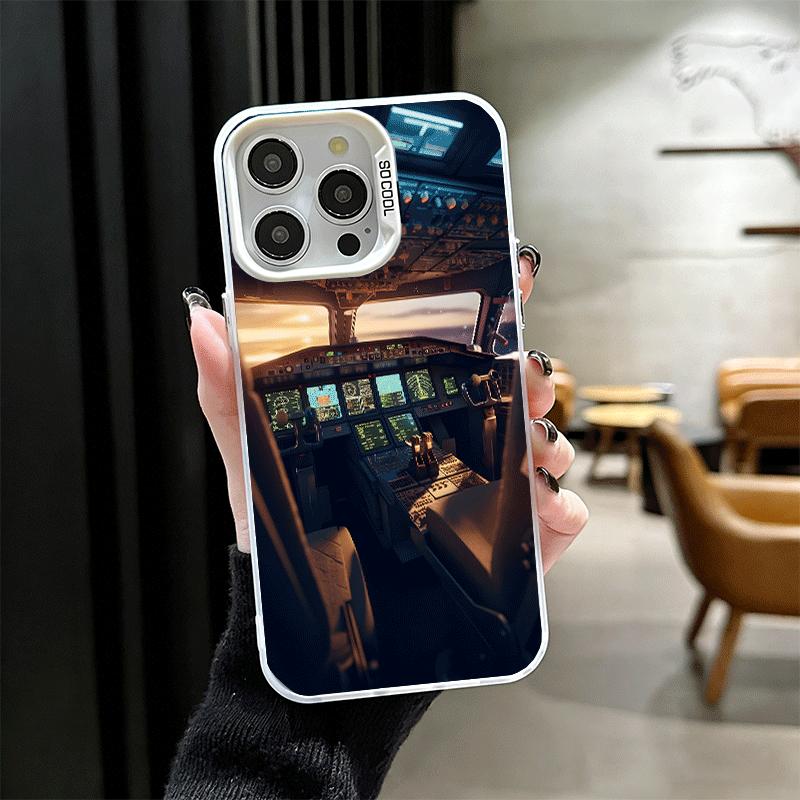 Aviation Aeroplane Pilot Cockpit Soft Phone Case for iPhone 15 16 17 Pro Max 17Air 16E 14 Plus 13 12 Mini Shockproof Cover Back