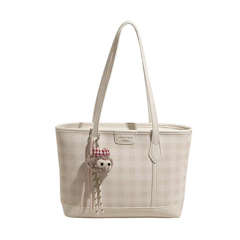 Summer Foreign Style Plaid Tote Bag Women's 2025 New Large-capacity Casual Versatile Commuter Shoulder Armpit Bag