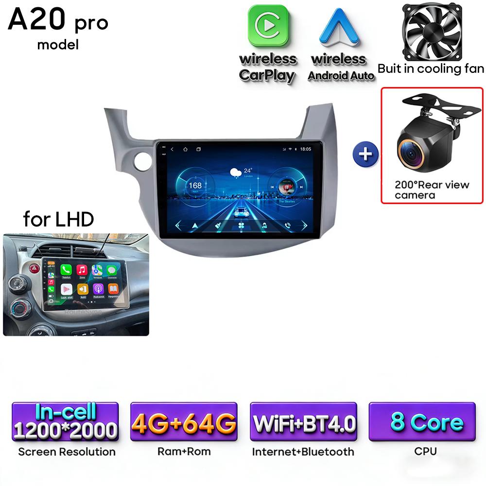 Android 16 pour Honda Jazz 2 GG 2008 - 2014 Fit 2 GE GP GE 2007 - 2014 Autoradio Lecteur multimédia vidéo GPS Navigation CarPlay