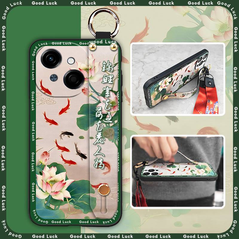 Грязеотталкивающий чехол для телефона с ремешком на запястье для Tecno POP9 4G/Spark GO 1/KL4 Противоударный Пыленепроницаемый Мягкий чехол Прочный ремешок