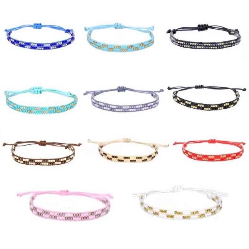 Богемный браслет из бисера Miyuki для женщин и мужчин, ручная работа, плетеные скользящие узлы, регулируемые браслеты, ювелирные изделия