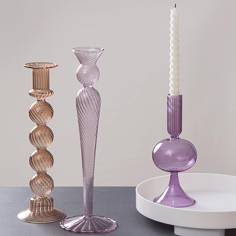 1 шт. подсвечники для чайных свечей для свадебного декора, фиолетовые, серые, коричневые, реквизит для ужина при свечах, 5 стилей