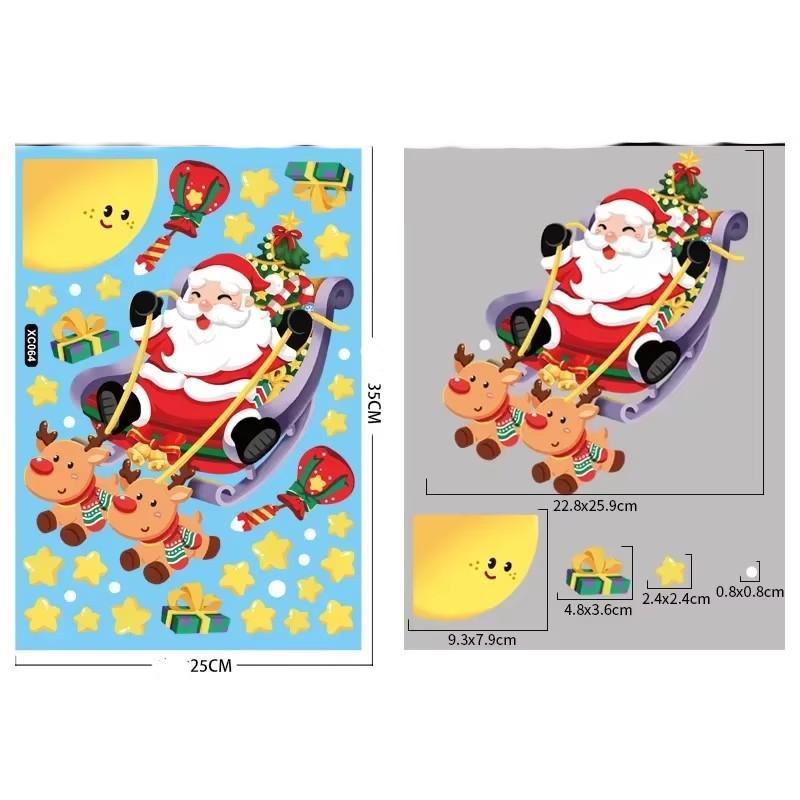 Рождественские наклейки на окна Санта-Клаус Снежинка DIY Наклейка на стену 2025 Рождественские украшения для дома Новогодние украшения Подарок