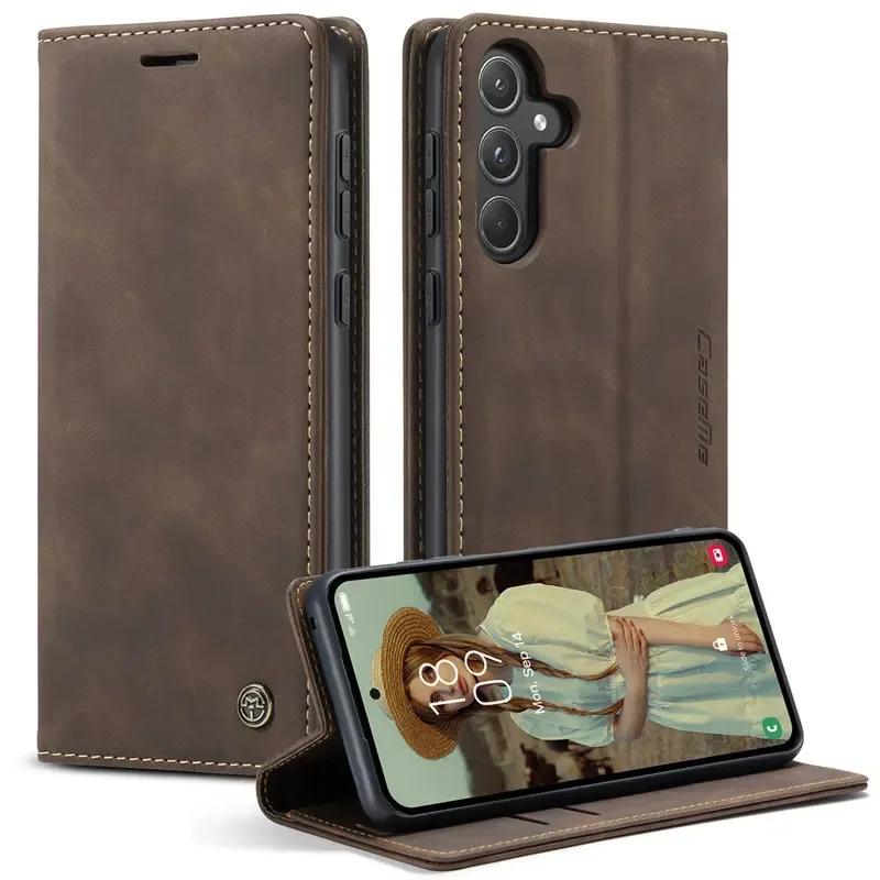 Магнитный кожаный чехол для Samsung A56 A36 A26 A16 A55 A35 A25 A15 A14 A24 A34 A54 A13 A23 A33 A53 A52 Защитный чехол для карт-кошелька