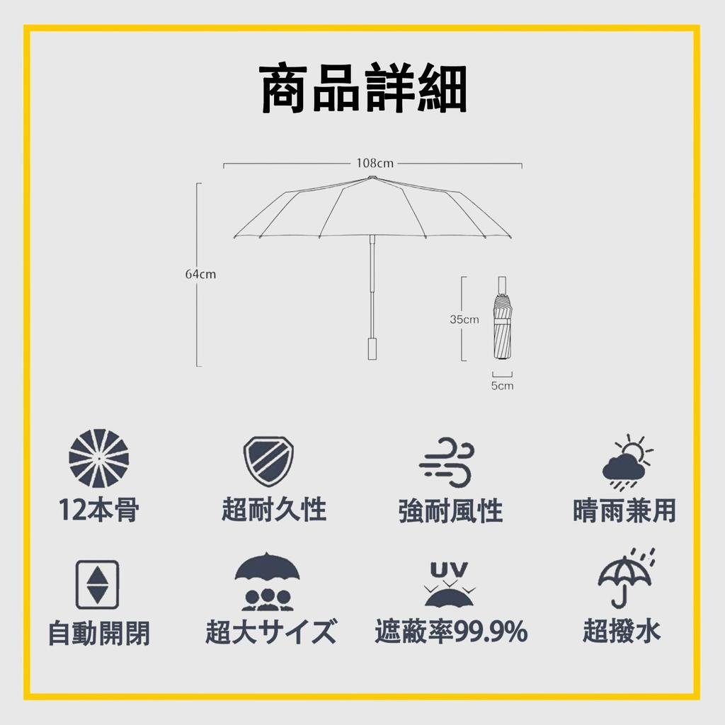 GR Folding One Automatic 12 Extra Large Folding Typhoon Rainy Season Super Water For Sunny or Rainy UV UV Storage Pouch Umbrella, Touch, Open/Close,