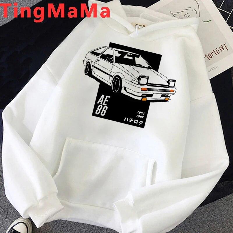 Hot Japanese Anime Initial D Hoodies Unisex Kawaii Cartoon Harajuku Winter Warm Unisex Tops Streetwear Fashion Sweatshirts Male Unisex