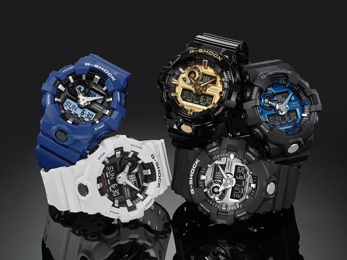 Casio Мужские кварцевые часы GA-710GB-1A с аналоговым циферблатом, водонепроницаемостью 200 м, ударопрочностью, из смолы