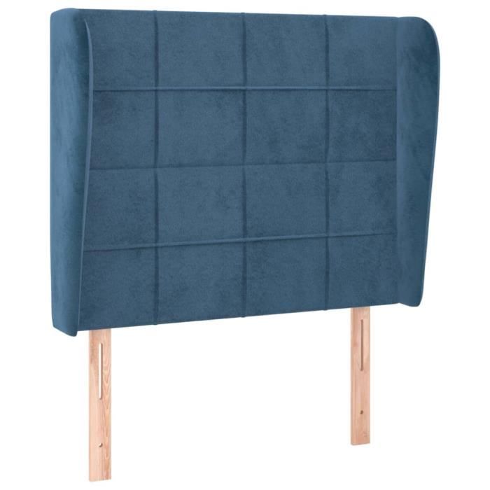 3118002 vidaXL Tête de lit avec oreilles Bleu foncé 103x23x118-128 cm Velours