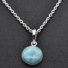 Natural Larimar Gemstone Women Pendant Necklace 925 Sterling Silver Handmade Jewelry