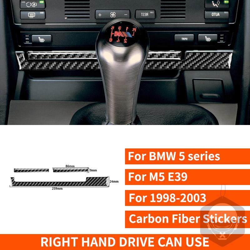 Для BMW 5 серии M5 E39 1998-2003 Наклейка из настоящего углеродного волокна Панель радио, кондиционера, CD, переключения передач, подъема двери Аксессуары для автомобиля ide Декоративные