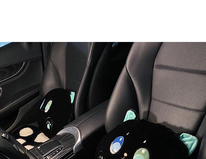 Universal Cute Cat Paw Plush Car Seat Cushion with Heating for Women - Four Seasons Use