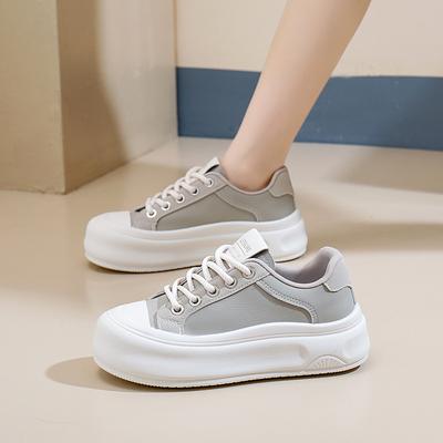 Весна 2025 года, новая корейская версия, дышащие маленькие белые туфли, женские низкие повседневные туфли на платформе, туфли-маффины для женщин MXD05