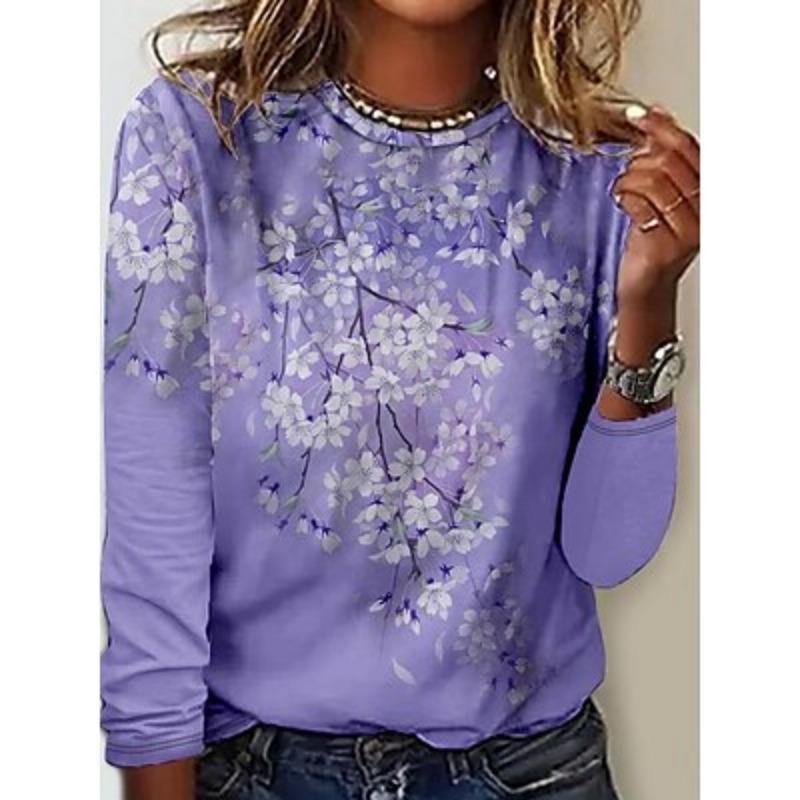 Женская туника с принтом, повседневная, модная, повседневная, с длинным рукавом, с круглым вырезом, розовая, весна-осень