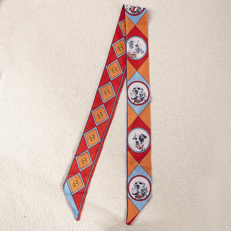 Женский весенне-летний шелковый платок-повязка на голову - Свежий оранжево-желтый шейный платок, резинка для волос, лента для ручки сумки