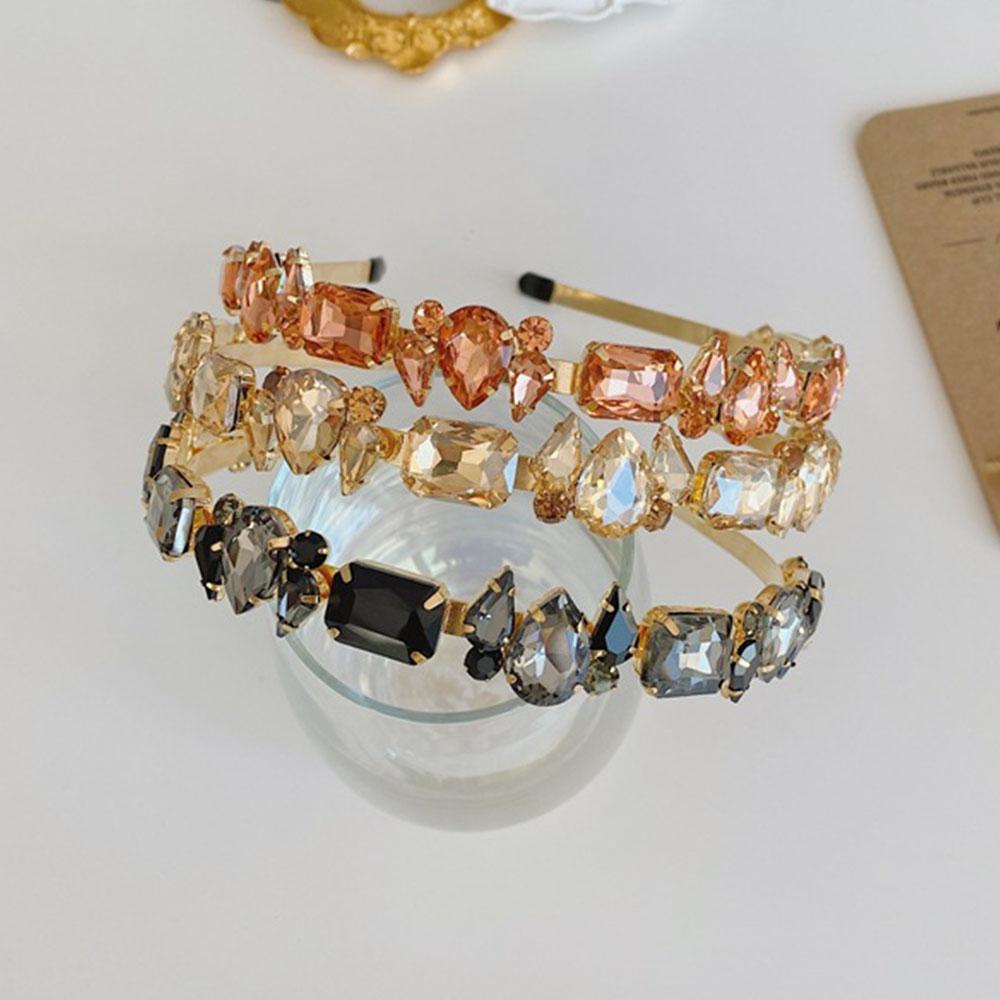 Versatile Zinc Zinc Alloy Thin Side Luxury Crystal Hairband Rhinestone Headbands Headwear Hair Accessories