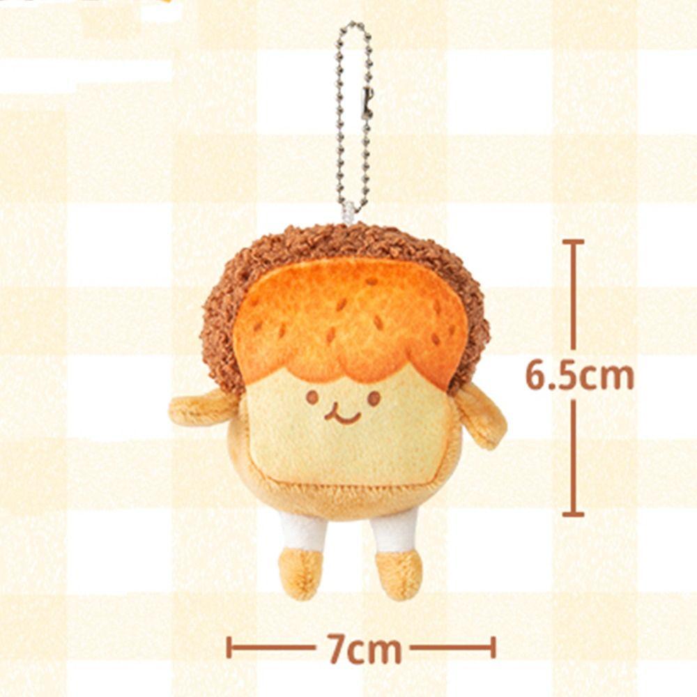 Personality Badge Stuffed Dual-use Expression Brooch Toast Bread Pendant Plush Key Chain Key Charms