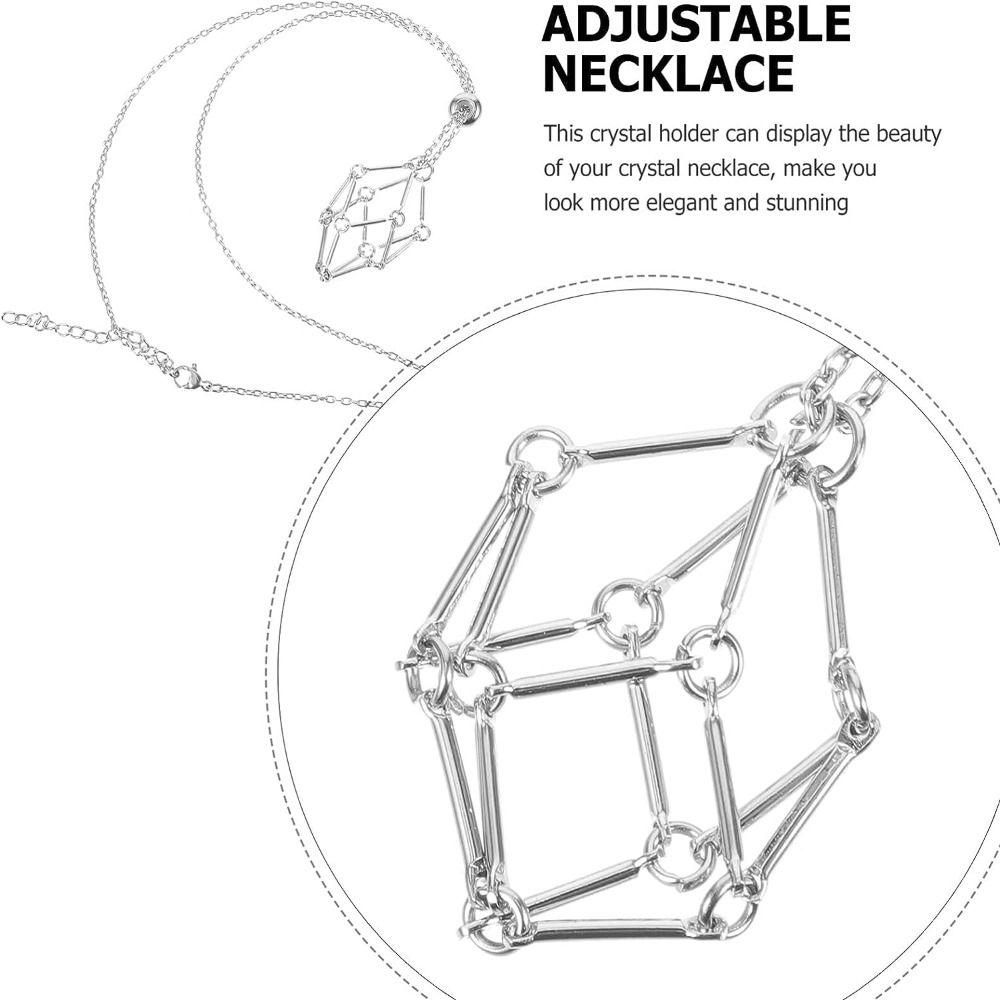 Медное кристаллическое сетчатое металлическое ожерелье серебряного цвета с каменным держателем, ожерелье для вечеринки