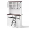Kitchen Cabinet, Sideboard with Socket and LED Lighting, Furniture with Worktop, 6 Drawers, Adjustable Shelves, Hooks, 180 x 108 x 40 cm, White