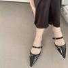 Fashion Baotou Slippers Summer Pointed Toe Shallow Mouth Metal Buckle One Strap Anti-slip Wear-resistant Kitten Heel Sandals