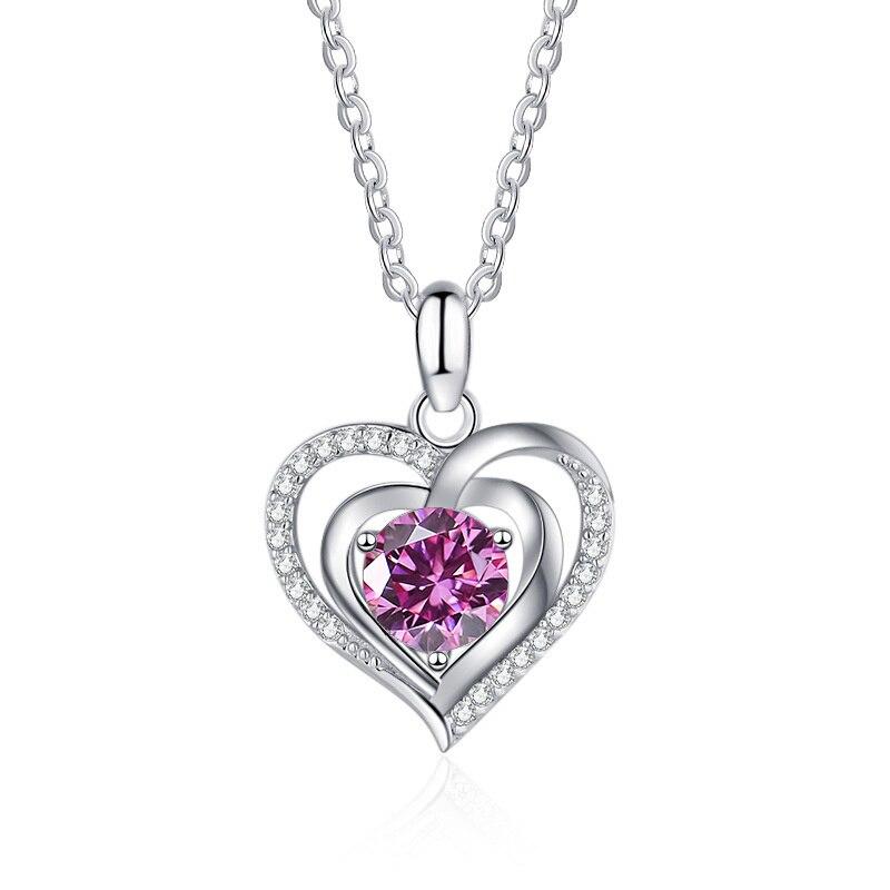 Bague Ringen Серебряное ожерелье из стерлингового серебра 925 пробы с сердцем океана, женская цепочка на ключицы, простой легкий роскошный дизайн, кулон с двойным сердцем
