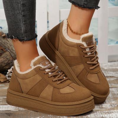 Новые зимние повседневные теплые хлопковые туфли на толстой подошве с круглым носком и противоскользящим дизайном для женской вулканизированной обуви