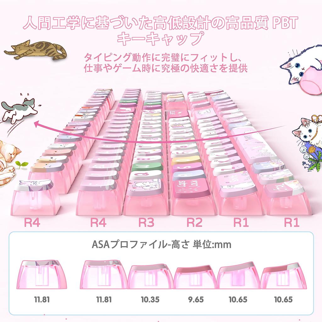 Игровой колпачок для клавиш Верхняя клавиша PBT Прозрачная сублимационная печать Термосублимационная печать 120 клавиш Совместимость с Cat Full Key Совместимость с клавиатурой профиля ASA