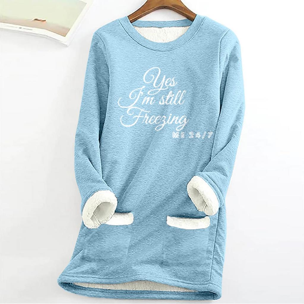 Women's Autumn And Winter Large Size Loose Thickened And Lamb's Wool Warm And Fitted Bottom Shirt With Pocket