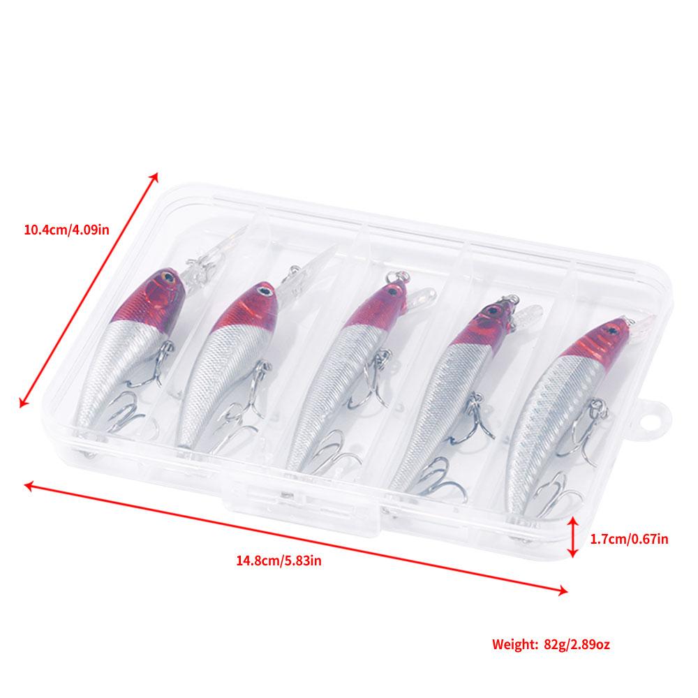 5 шт./кор. красная голова Crankbait Minnow, набор рыболовных приманок, искусственная приманка, рыболовные воблеры, рыболовные снасти для плавания карпа