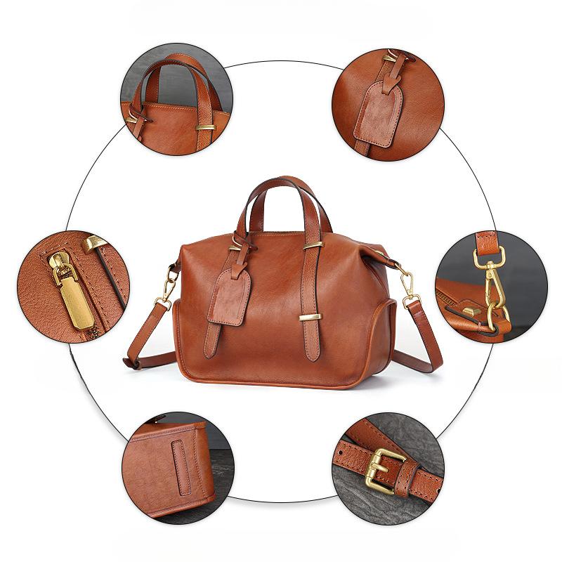 Сумка из натуральной кожи в стиле ретро, вместительная сумка Boston Bag Crossbody