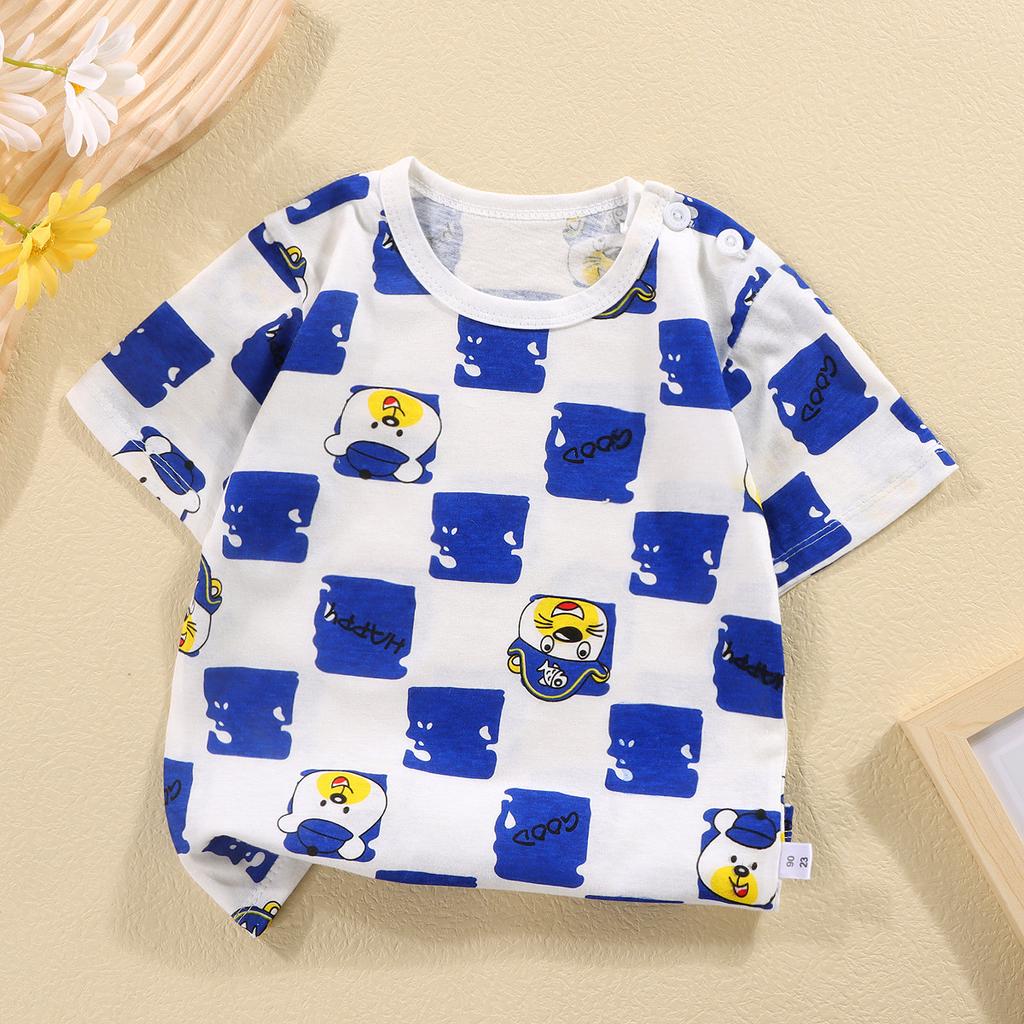 Children's Round Neck Pure Cotton Fun Short Sleeved Boys and Girls