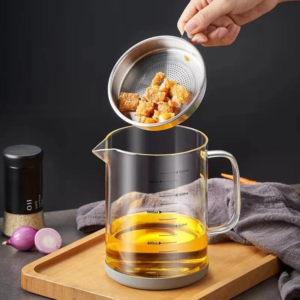 with Scale Oil Filter Container Fine Mesh Oil Filtration Can Kitchen Use