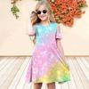 Girls Floral Gold Sequins Print Dresses Kids Girl Party Off Shoulder Dress Princess Dress Short Sleeved Dress Over Four Years Old