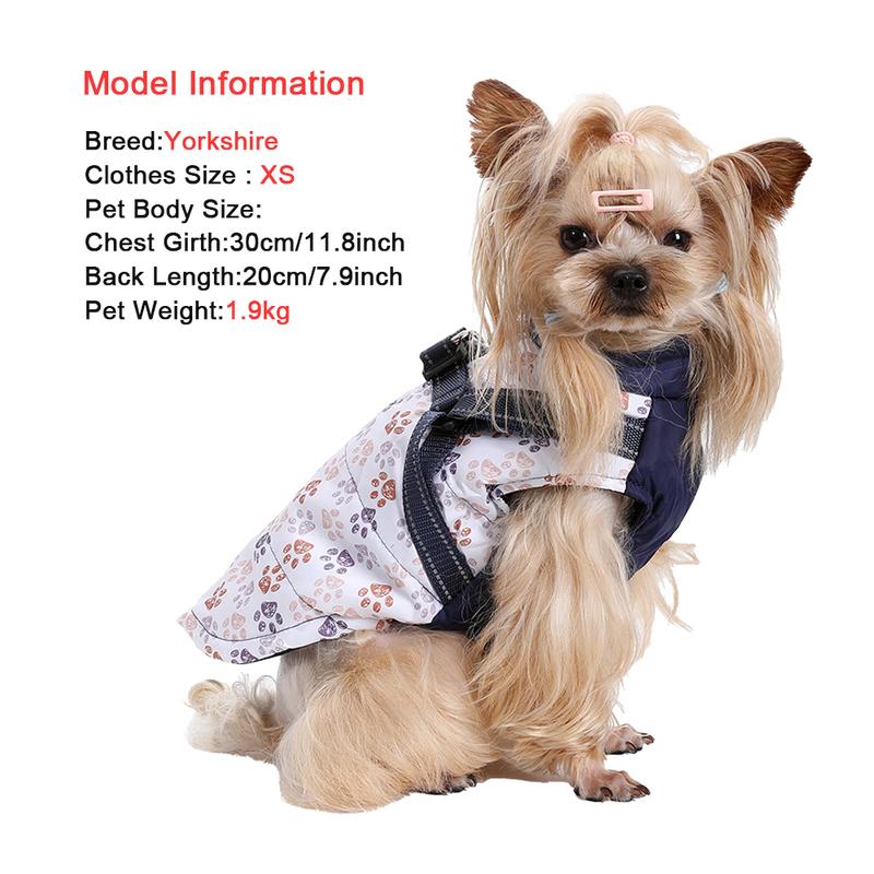 Winter Dog Clothes Warm Pet Coat With Harness For Small Medium Dogs Cat Reflective Windproof Chihuahua Vest Jacket Puppy Outfits