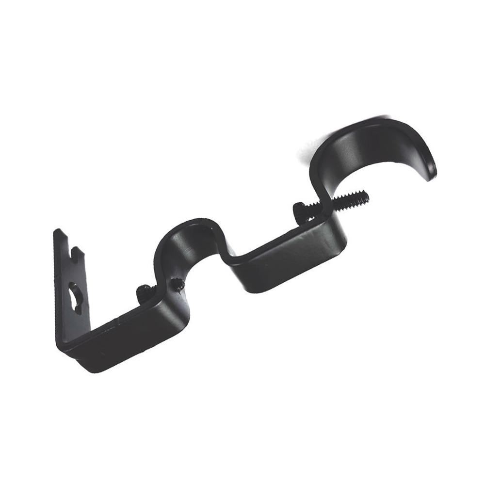 3Pcs Black Curtain Rod Bracket Iron Curtain Rod Hook Heavy Duty Curtain Rod Holder For Bedroom