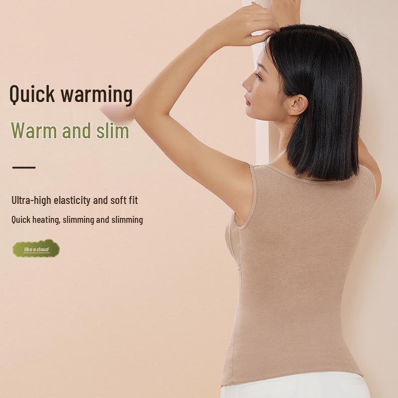 Women's Seamless Quick-Warm Sleeveless Vest with Puffed Wool and Silk