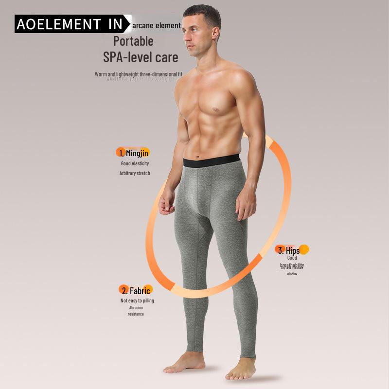 Men's Plush Wool Mulberry Silk Seamless Warm Underwear Pants for Autumn and Winter