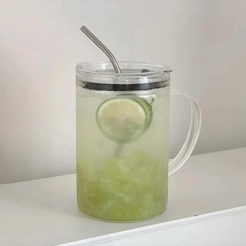 Стеклянный стакан для питья, 1 л, с крышкой и соломой, стеклянная кофейная чашка, стеклянная кружка, чашка для молочного сока, прозрачная чашка, чашки для сока, мокко