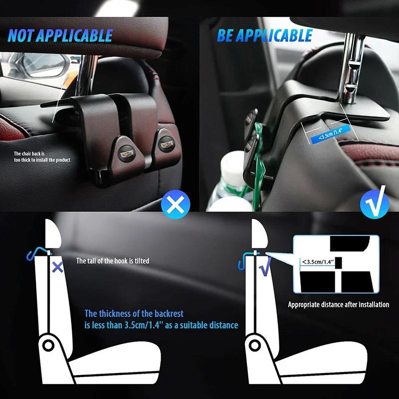 AABHR1 Portable Car Seat Back Double Hooks Storage Hanger For Cadillac ATS BLS CT4 CT5 CTS ESCALADE SLS SRX XT5 XT6 XTS XLR XT4