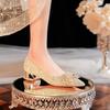 Туфли-лодочки на низком каблуке с острым носком и блестками, блестящие свадебные туфли, банкетные туфли, удобные туфли на высоком каблуке с темпераментом
