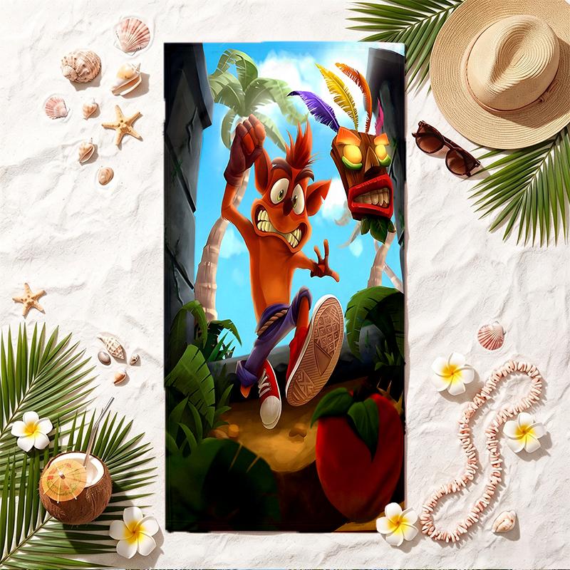 Crash Bandicoot Soft Beach Towel Stylish Beach Pool Towel for Summer Seaside Vacation Travel