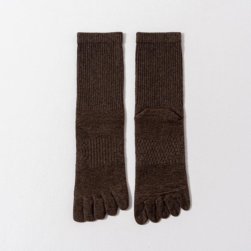 Однотонные носки с пятью пальцами Мужские носки средней длины из чистого хлопка, бесшовные, дышащие, влагоотводящие, дезодорирующие и антибактериальные, хлопковые с разделением пальцев