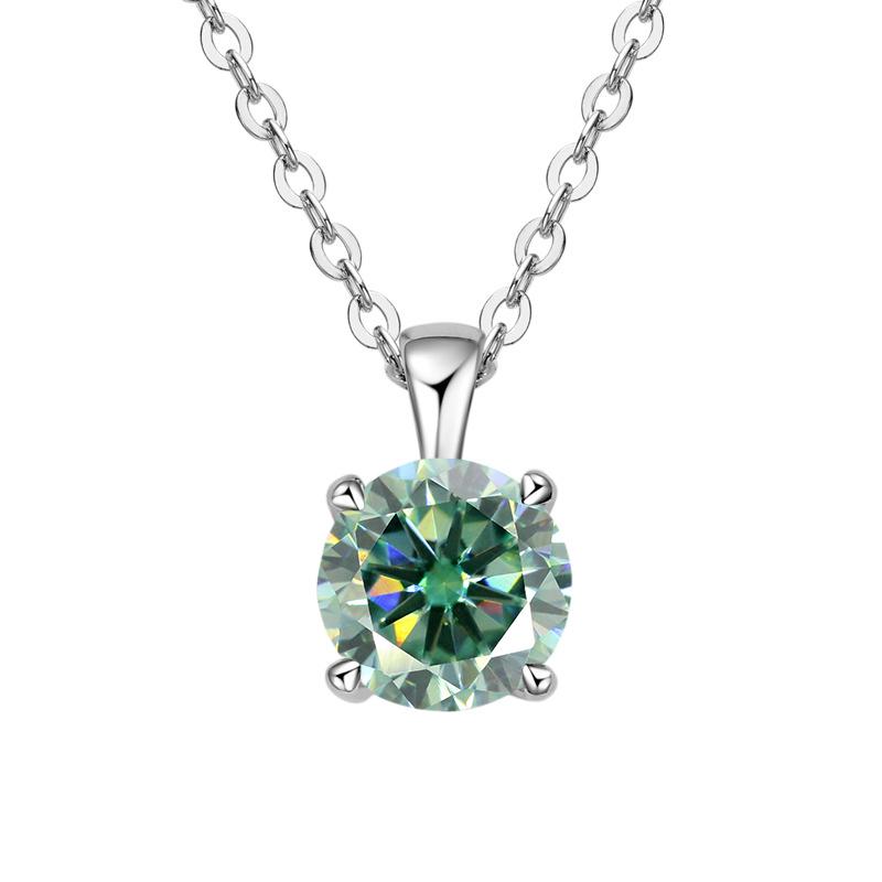 JoyceJelly Classic Four Prong 1ct Moissanite Necklace Women's 925 Silver Plated Gold Pendant Luxury Fine Jewelry