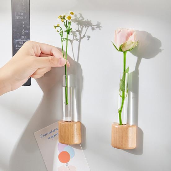 Гидропонные растения Ваза-пробирка Магнит на окно/холодильник Деревянная подставка Размножение растений