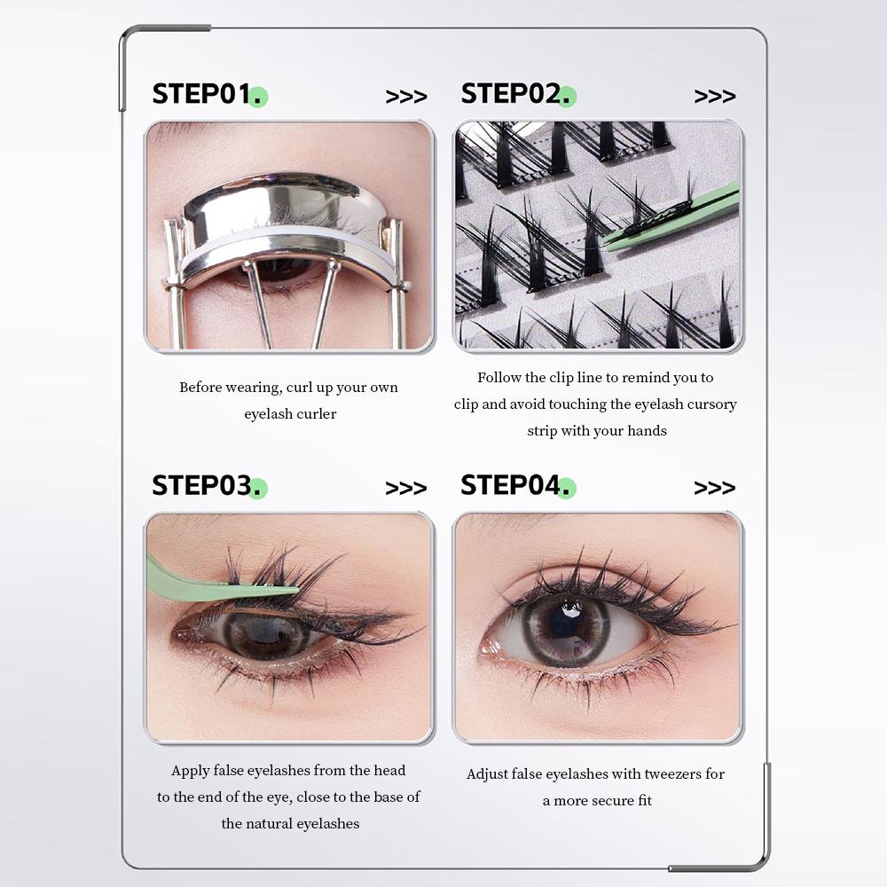 BQI Ресницы Cat Style без клея, натуральные самоклеящиеся ресницы, многоразовые ресницы 10-15 мм, сегментированные ресницы большой емкости