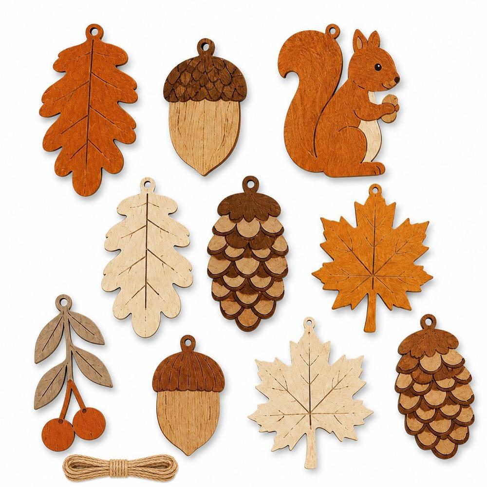 Leaves Nut Squirrel Christmas Hanging Garland Multicolor Wall Decoration Fall Winter Season