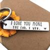 Lettering Keychain Engraved Keyrings I lOVE More The End Engraved Couple Keyring Charm for Birthday Christmas Gift