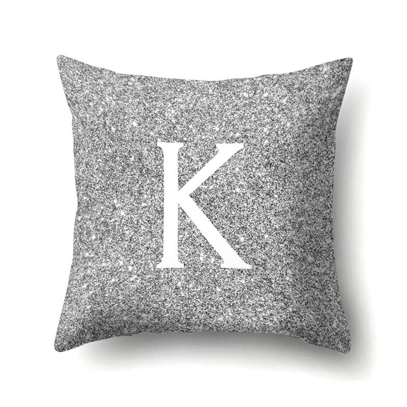 Полиэстеровая наволочка Автомобильная декорация Дом 26 английских букв Серая в горошек Принт Диванная наволочка для подушки