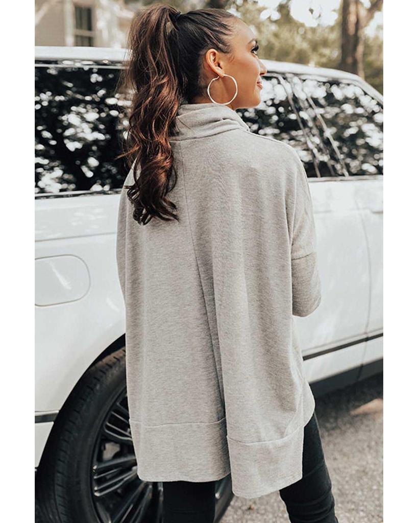 Azura Exchange Gray Cowl Neck Shift Tunic Top
